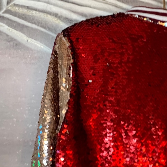 Sequin Bomber Jacket with Fur Accents - Picture 12 of 16